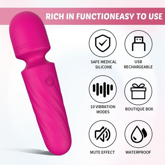 Mini Wand Back Massager Powerful & Quiet Handheld Cordless USB Rechargeable New - Picture 3 of 5